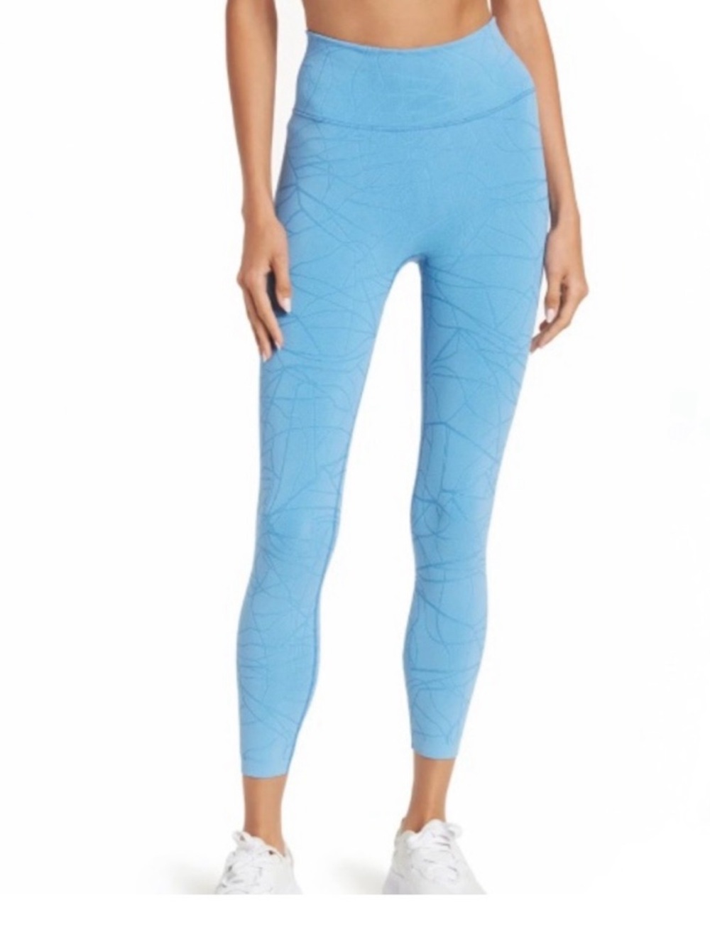 Sweaty Betty High Rise Aqua Blue Cropped 7/8 Workout Leggings M